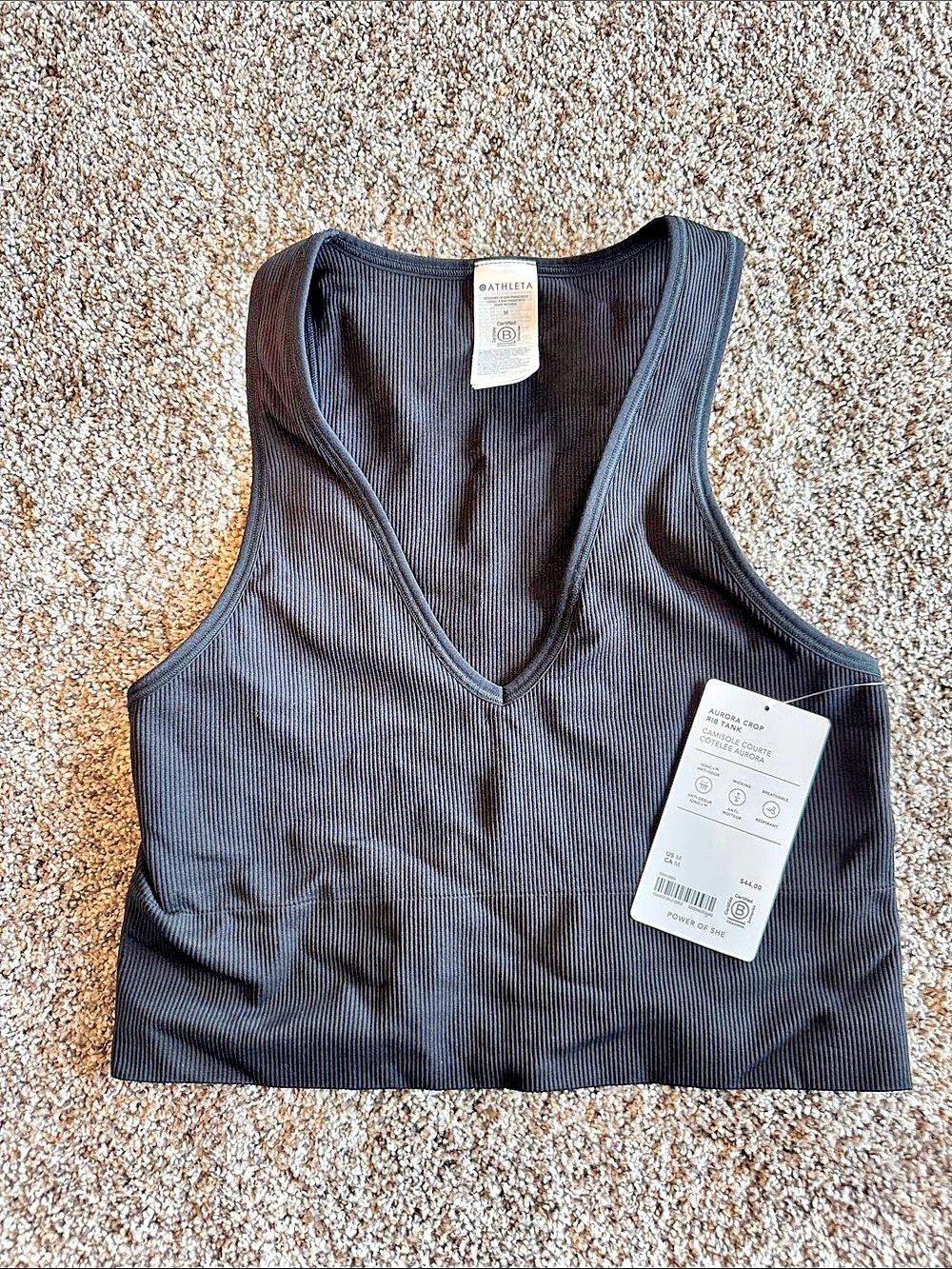 Athleta Aurora Crop Rib Tank Rib Tank Black Medium NWT